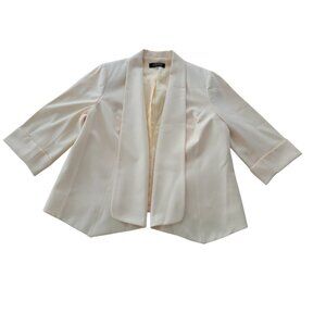 Kasper Padded Shoulders Buttercream Yellow Crop Sleeve Blazer Jacket